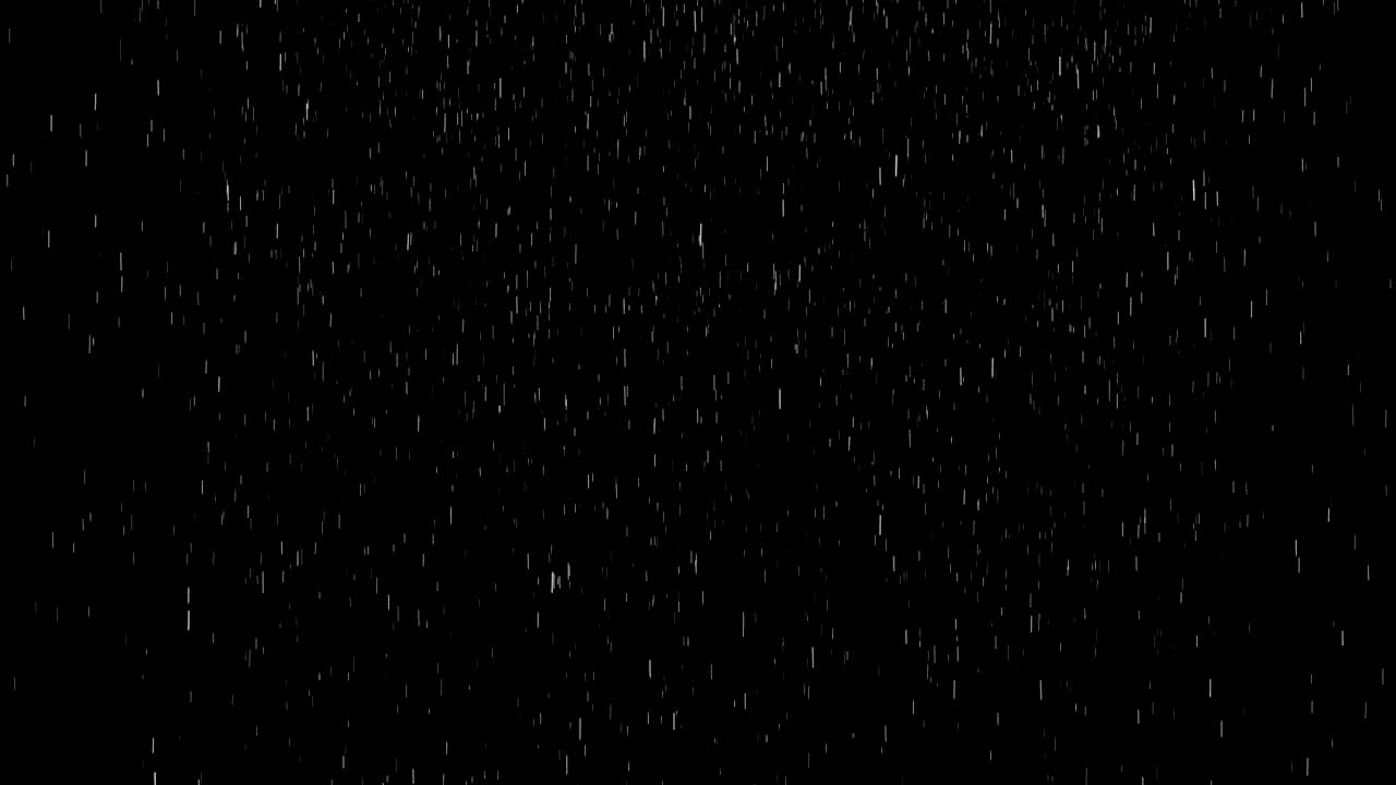 雨动画在黑色背景覆盖阿尔法通道