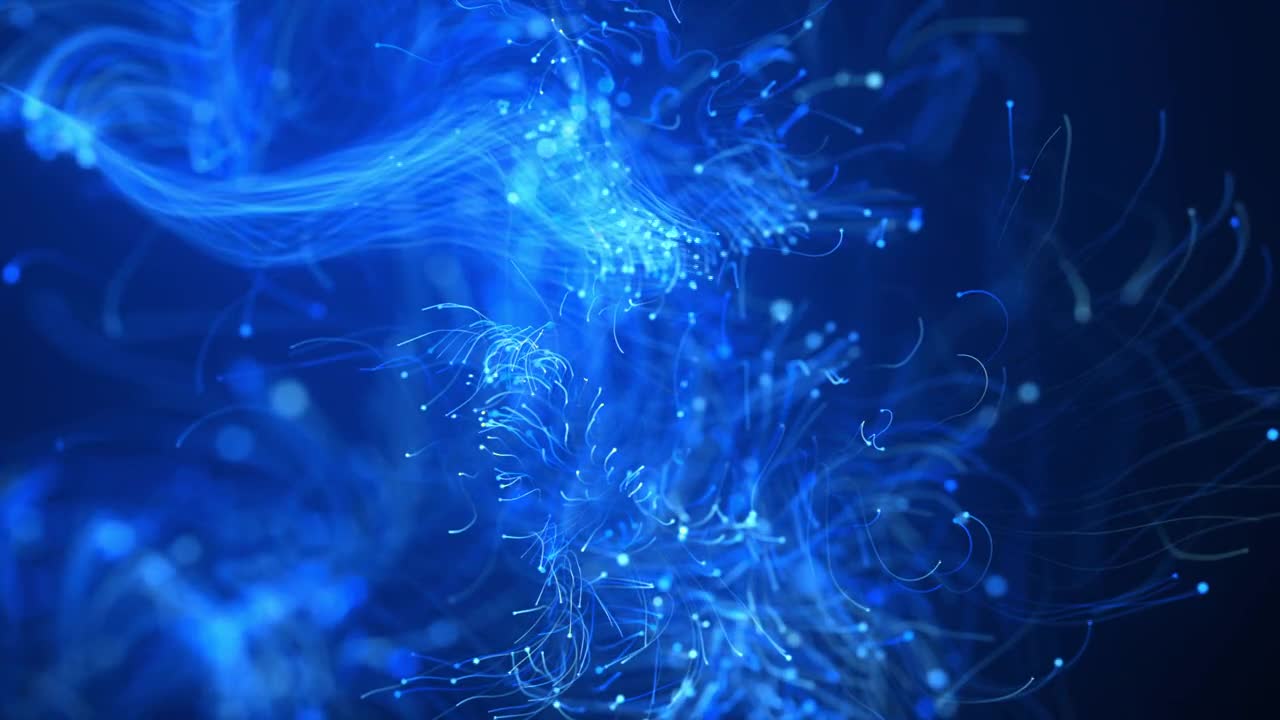 4k摘要粒子波线点背景-颜色，道路，美丽的闪光循环库存视频