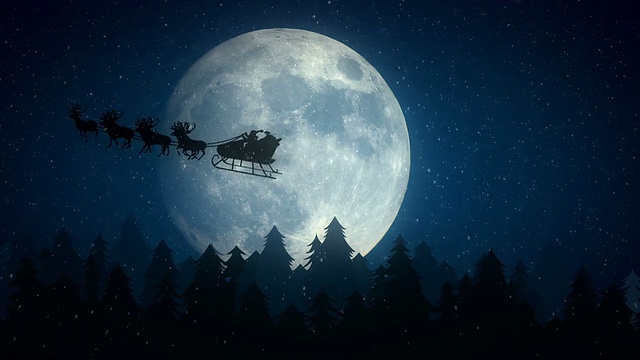 詳情圖-圣誕老人在月亮前飛翔