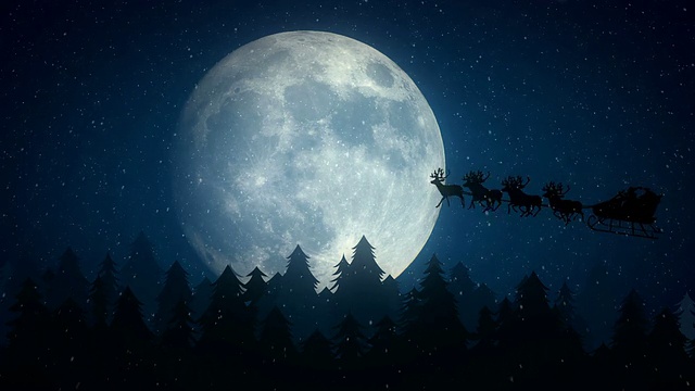 詳情圖-圣誕老人在月亮前飛翔