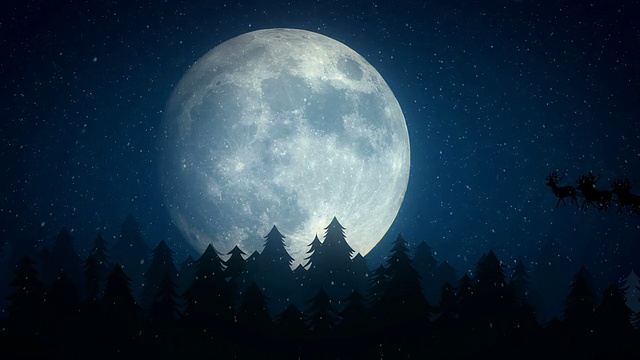 詳情圖-圣誕老人在月亮前飛翔