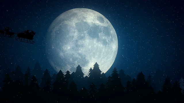 詳情圖-圣誕老人在月亮前飛翔