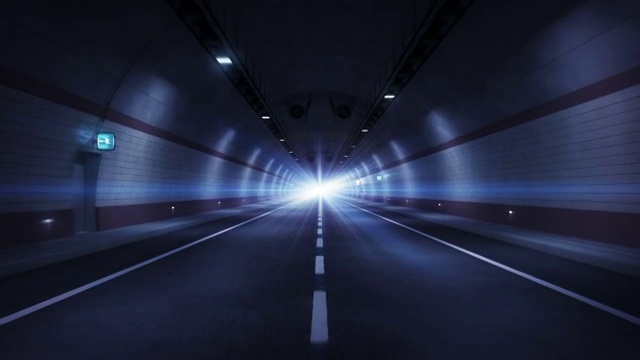 公路隧道。蓝色的版本。高清循环。