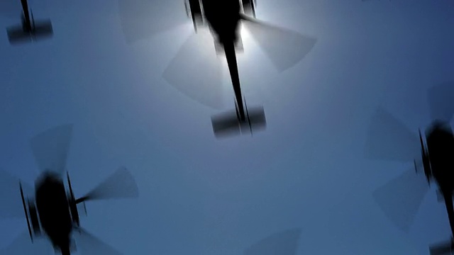 详情图-直升机在空中的剪影。无缝循环,高清