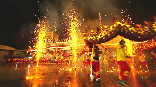 詳情圖-HD:舞龍慶祝中國(guó)新年。