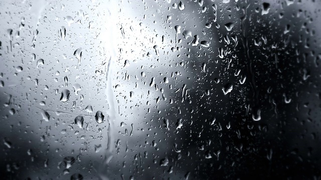 雨天雨滴落在玻璃上(全高清)