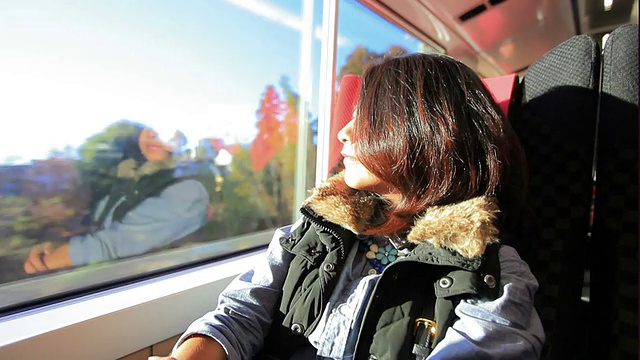乘客列车上的女人