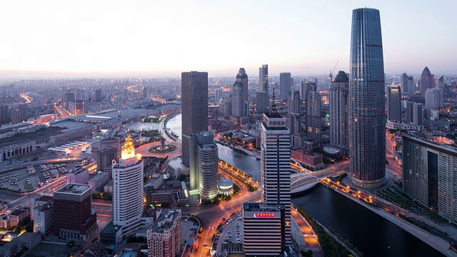 详情图-天津的现代建筑与都市景观夜以继日，时光流逝。