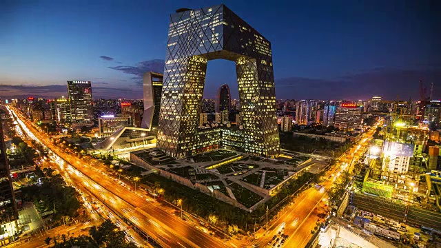 时光流逝——北京中央商务区建筑天际线，中国城市景观