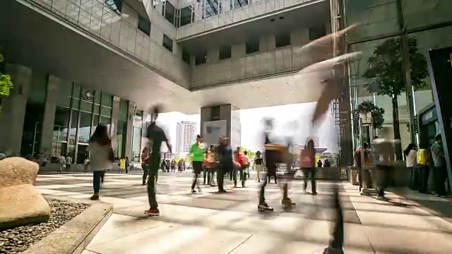 4K延時:新加坡城市景觀辦公室背景與行人