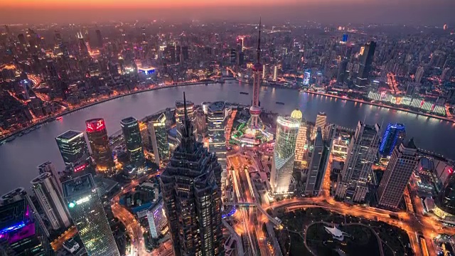 詳情圖-T/L,WS,TD白天到晚上上海城市景觀鳥(niǎo)瞰圖
