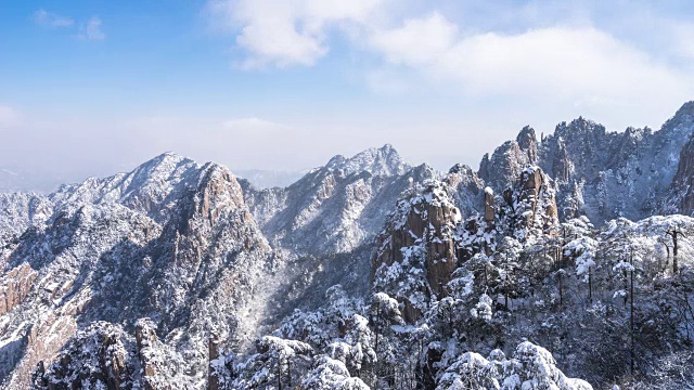 详情图-黄山的雪景，时间间隔4k