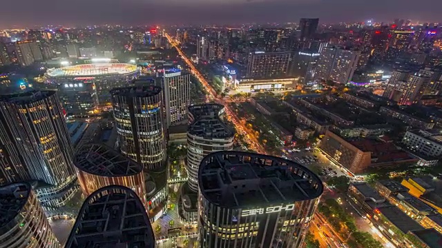 详情图-时间推移-北京CBD三里屯区域和交通，黄昏到夜晚的过渡