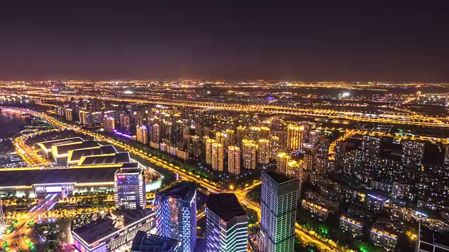 詳情圖-蘇州新城夜景及天際線。間隔拍攝4,k,hyperlapse