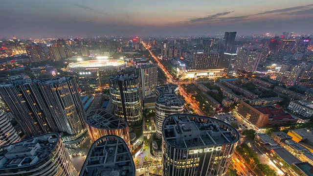 时间流逝——鸟瞰北京CBD，三里屯SOHO的夜晚