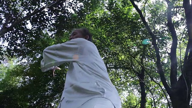 老人在公园里练太极