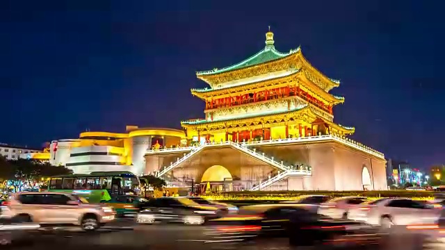 延时:古西安钟楼崇楼中国日落