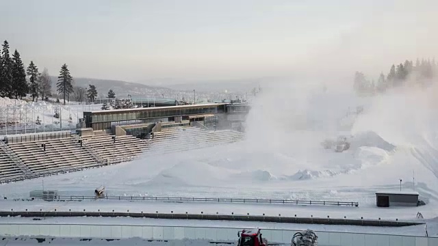 挪威奥斯陆的雪炮延时