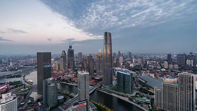 T/L WS HA ZO天津商务区黎明，黑夜到白天过渡/天津，中国