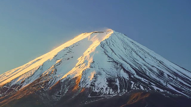 川口湖富士山的时间流逝