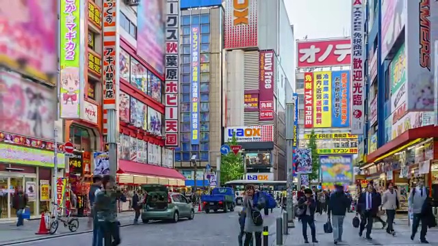 T/L WS ZI:行人cT/L WS ZO:行人拥挤的购物秋叶原电力镇在Tokto，日本。