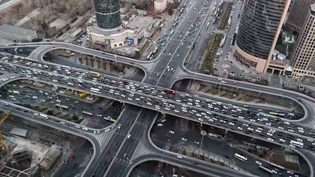 T/L WS HA TD鸟瞰图北京交通堵塞/北京，中国
