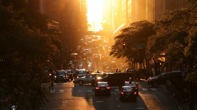 曼哈顿市中心日落街景