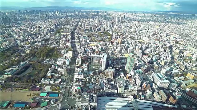 从天野寺空中拍摄大阪的城市景观
