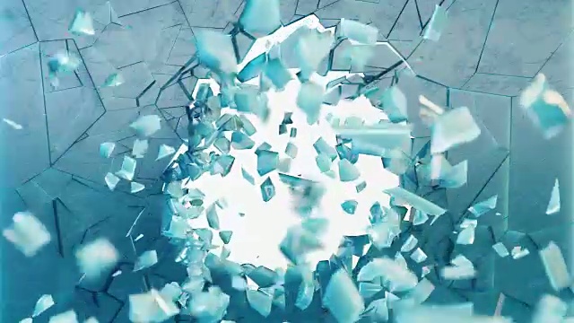 3d渲染，爆炸，破冰墙，破碎的土地，弹孔，破坏，抽象背景与体积光线。