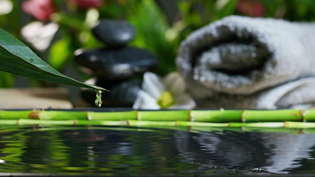 詳情圖-美麗的水和蠟燭，水療和健康構(gòu)圖拍攝在極端緩慢的動(dòng)作。放松和冥想的概念，水