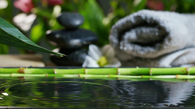 詳情圖-美麗的水和蠟燭，水療和健康構(gòu)圖拍攝在極端緩慢的動(dòng)作。放松和冥想的概念，水