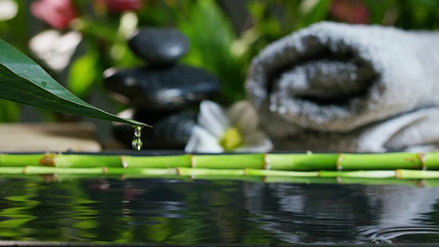 詳情圖-美麗的水和蠟燭，水療和健康構(gòu)圖拍攝在極端緩慢的動(dòng)作。放松和冥想的概念，水