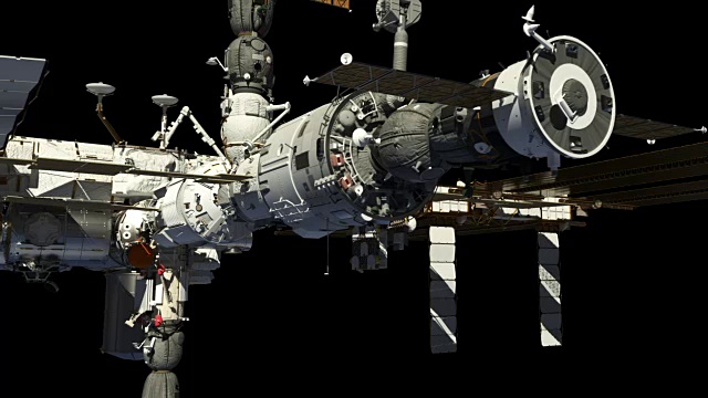 宇宙飞船与国际空间站对接。