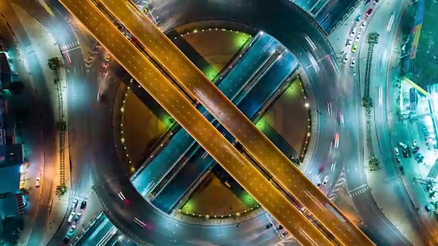 詳情圖-4K時間推移或超推移縮小:鳥瞰圖網(wǎng)絡或公路交叉口的交通或分銷的概念背景。