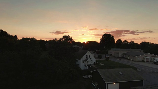 上升空中建立拍摄的宾夕法尼亚日落
