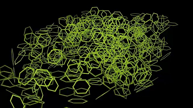 详情图-在黑色背景上形成一个管状的小六边形动画