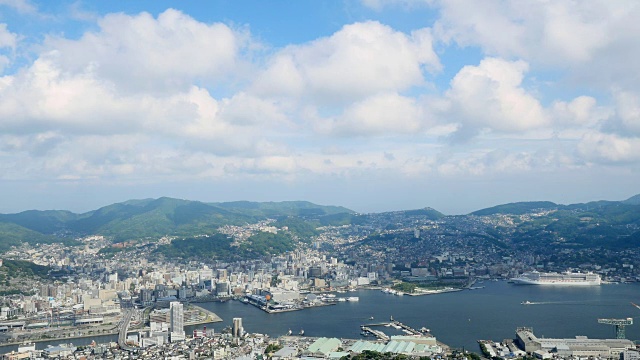 从稻田山看长崎市的风景