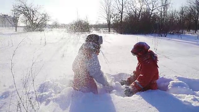詳情圖-兩個(gè)有趣的孩子一起扔雪