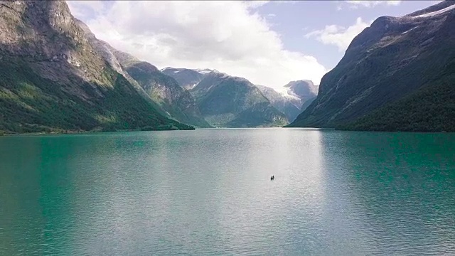 挪威峡湾鸟瞰图。