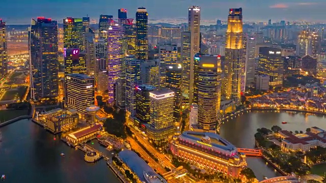 详情图-新加坡城市金融中心商务区建筑的昼夜航拍