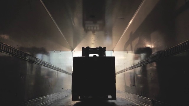 詳情圖-叉車將集裝箱從碼頭裝載成卡車，進(jìn)行物流和貨物運(yùn)輸
