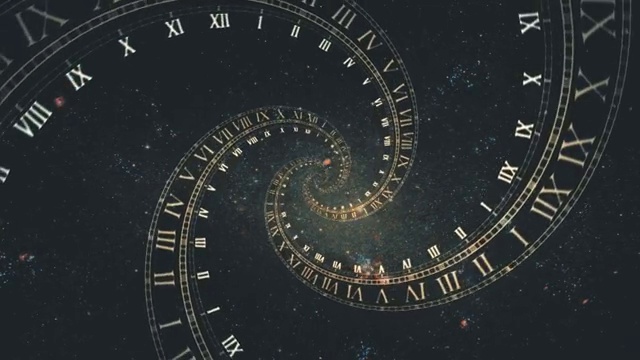 詳情圖-時(shí)間空間的構(gòu)成，在空間中的飛行在一個(gè)螺旋形的羅馬鐘