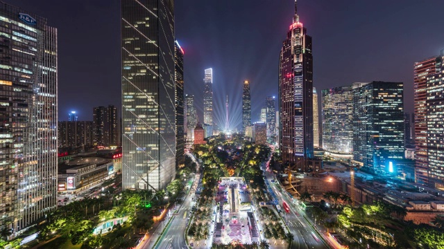 广州的城市景观和天际线，时光流逝