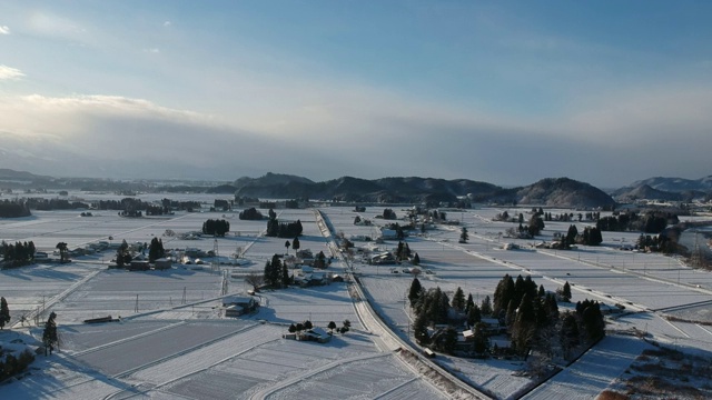 日本冬季景观鸟瞰图