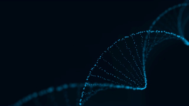 科学家在实验室进行测试。分析蓝色DNA序列