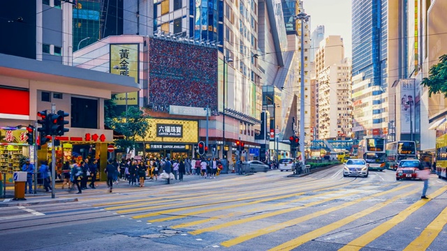 詳情圖-香港島人群過馬路，時(shí)光流逝