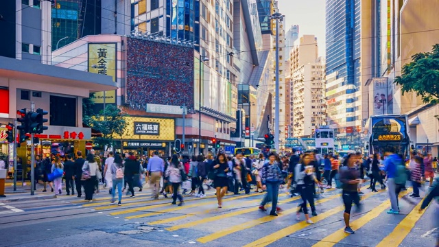詳情圖-香港島人群過馬路，時(shí)光流逝