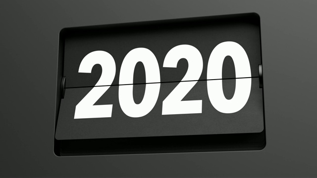 2019-2020 -翻页日历从2019年缓慢转向2020年