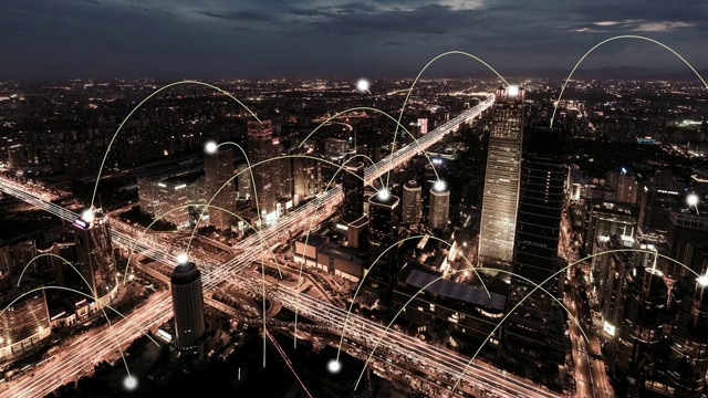 详情图-T/L,WS,View,of,City,Network,of,Beijing,Skyline，从白天到夜晚