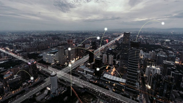 详情图-T/L,WS,View,of,City,Network,of,Beijing,Skyline，从白天到夜晚